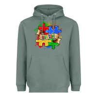 Sage autism puzzle pieces Heavyweight Hoodie - Zillion Design Studio