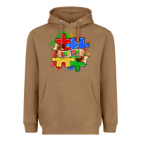 Toasted Coconut autism puzzle pieces Heavyweight Hoodie - Zillion Design Studio