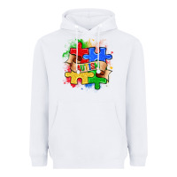 White autism puzzle pieces Heavyweight Hoodie - Zillion Design Studio