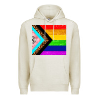 Oatmeal Heather pride flag Premium Hoodie - AdoDesignShop
