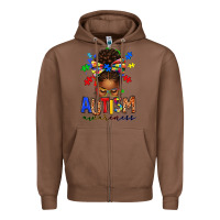 Chestnut autism awareness afro messy bun Zipper Hoodie - texasbilliewilder