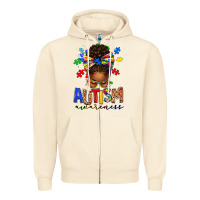 Sandshell autism awareness afro messy bun Zipper Hoodie - texasbilliewilder