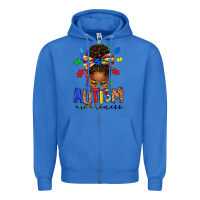 True Royal autism awareness afro messy bun Zipper Hoodie - texasbilliewilder