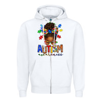 White autism awareness afro messy bun Zipper Hoodie - texasbilliewilder