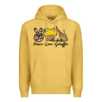 Antique Gold Peace Love Giraffes Premium Hoodie - LillyAllenDesigns