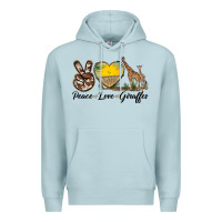 Blue Mist Peace Love Giraffes Premium Hoodie - LillyAllenDesigns