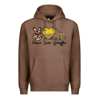 Chestnut Peace Love Giraffes Premium Hoodie - LillyAllenDesigns