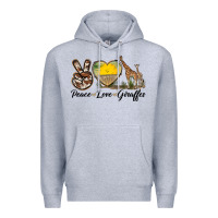 Heather Grey Peace Love Giraffes Premium Hoodie - LillyAllenDesigns