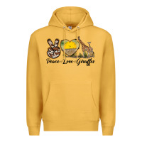 Mustard Peace Love Giraffes Premium Hoodie - LillyAllenDesigns