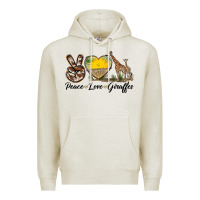 Oatmeal Heather Peace Love Giraffes Premium Hoodie - LillyAllenDesigns