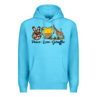 Ocean Blue Peace Love Giraffes Premium Hoodie - LillyAllenDesigns