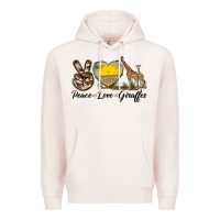 Pale Pink Peace Love Giraffes Premium Hoodie - LillyAllenDesigns