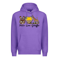 Purple Peace Love Giraffes Premium Hoodie - LillyAllenDesigns