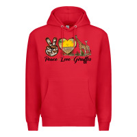 Red Peace Love Giraffes Premium Hoodie - LillyAllenDesigns
