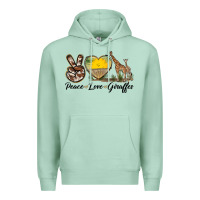 Seafoam Peace Love Giraffes Premium Hoodie - LillyAllenDesigns
