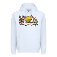 White Peace Love Giraffes Premium Hoodie - LillyAllenDesigns