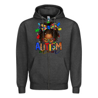 Charcoal Heather autism mom afro locs messy bun Zipper Hoodie - texasbilliewilder