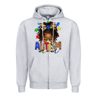 Heather Grey autism mom afro locs messy bun Zipper Hoodie - texasbilliewilder