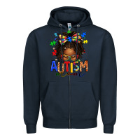 Navy autism mom afro locs messy bun Zipper Hoodie - texasbilliewilder