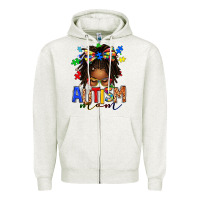 Oatmeal Heather autism mom afro locs messy bun Zipper Hoodie - texasbilliewilder