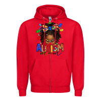 Red autism mom afro locs messy bun Zipper Hoodie - texasbilliewilder