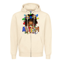 Sandshell autism mom afro locs messy bun Zipper Hoodie - texasbilliewilder