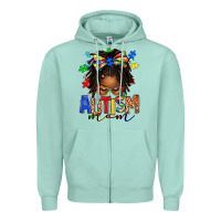 Seafoam autism mom afro locs messy bun Zipper Hoodie - texasbilliewilder