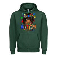 Sports Green autism mom afro locs messy bun Zipper Hoodie - texasbilliewilder