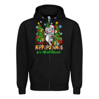 Black i want a hippopotamus for christmas Zipper Hoodie - Zillion Design Studio
