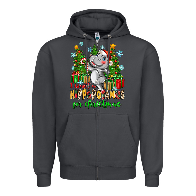 I Want A Hippopotamus For Christmas Zipper Hoodie by Zillion Design Studio | Teevron