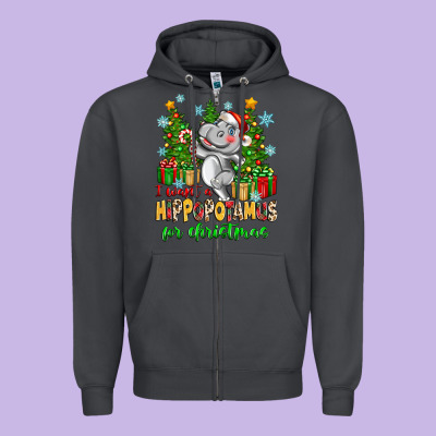 I Want A Hippopotamus For Christmas Zipper Hoodie Designed By Zillion Design Studio