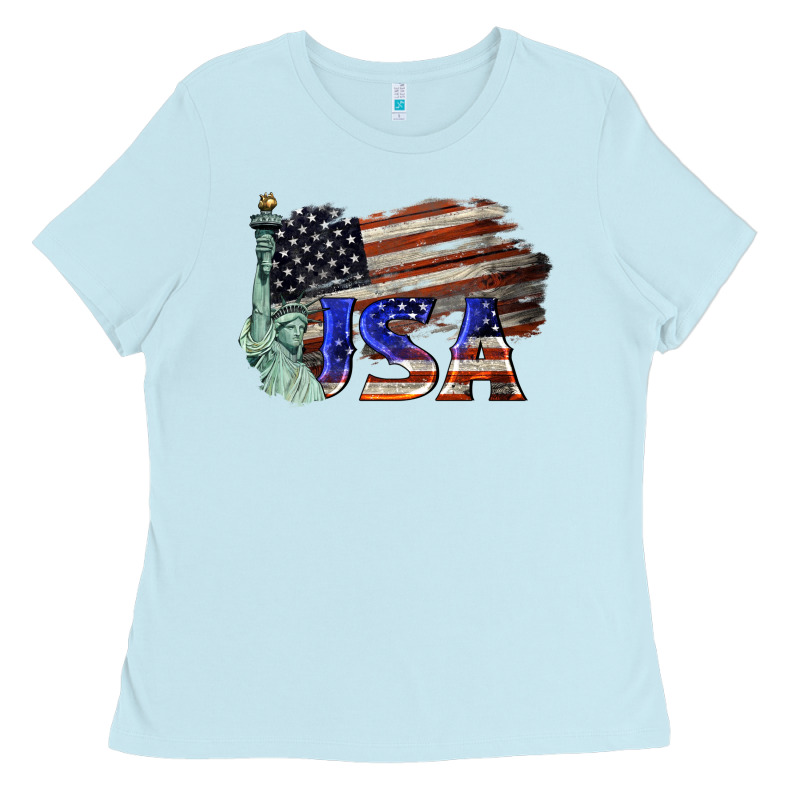 Usa  Statue Of Liberty Ladies Tee by BarkalooDesign | Teevron