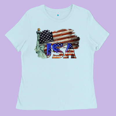 Usa  Statue Of Liberty Ladies Tee Designed By Barkaloodesign