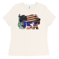 Bone usa  statue of liberty Ladies Tee - BarkalooDesign