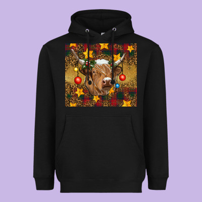 Christmas Highland Cow Tumbler Heavyweight Hoodie Designed By Ranaportraitstore