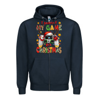 Navy i paused my game for christmas Zipper Hoodie - Zillion Design Studio