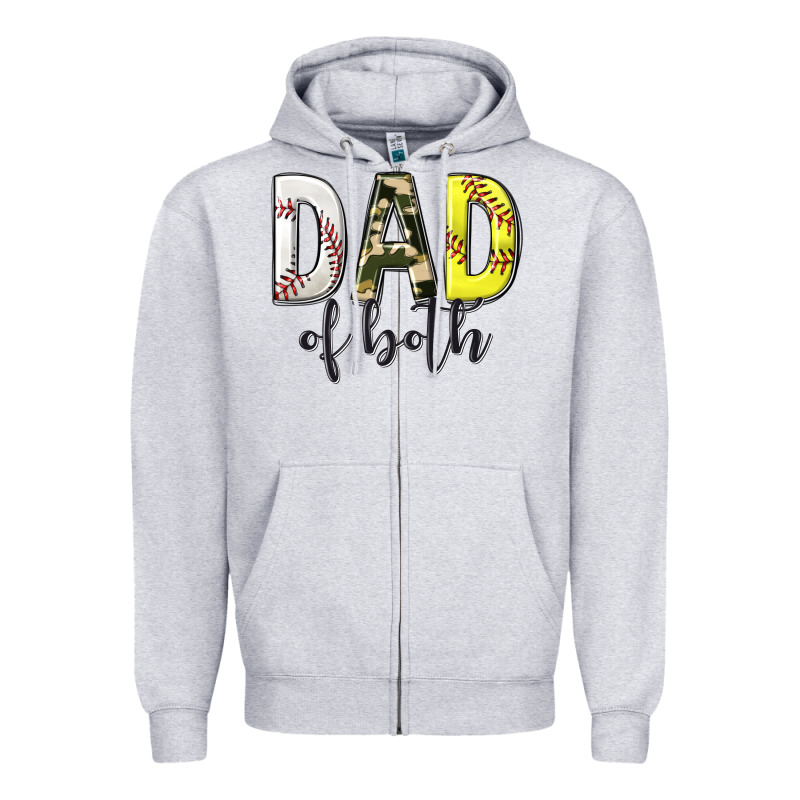 Dad Of Both With Softball And Baseball Zipper Hoodie by texasbilliewilder | Teevron