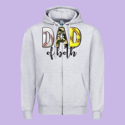 Zipper Hoodie dad of both with softball and baseball