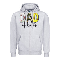 Heather Grey dad of both with softball and baseball Zipper Hoodie - texasbilliewilder