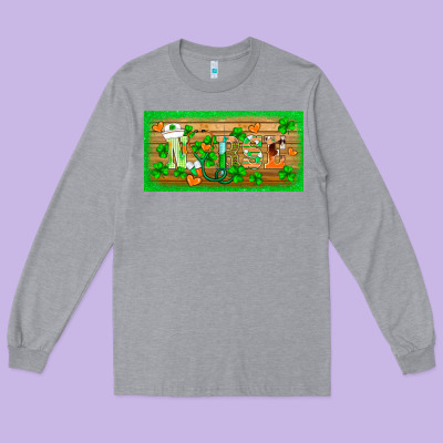 St.patricks Nurse License Plate Template Long Sleeve Tee Designed By Barkaloodesign