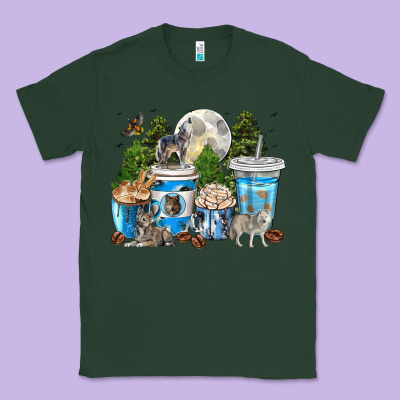 Wolf Coffee Cups Classic Tee Designed By Texasbilliewilder