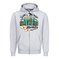 Heather Grey adventure awaits Zipper Hoodie - texasbilliewilder