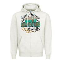 Oatmeal Heather adventure awaits Zipper Hoodie - texasbilliewilder