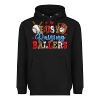 Black busy raising ballers baseball Heavyweight Hoodie - Zillion Design Studio