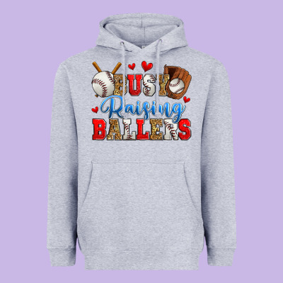 Busy Raising Ballers Baseball Heavyweight Hoodie Designed By Zillion Design Studio