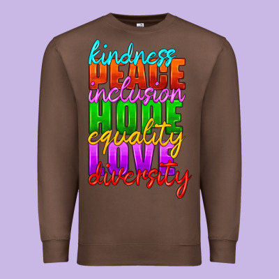Kindness Peace Inclusion Hope Equality Love Diversity Premium Sweatshirt Designed By Hra Design Shop