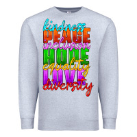 Heather Grey kindness peace inclusion hope equality love diversity Premium Sweatshirt - HRA Design Shop
