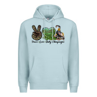 Blue Mist Leopard Peace Love Baby Chimpanzee Premium Hoodie - LillyAllenDesigns