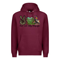 Burgundy Leopard Peace Love Baby Chimpanzee Premium Hoodie - LillyAllenDesigns