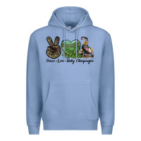 Colony Blue Leopard Peace Love Baby Chimpanzee Premium Hoodie - LillyAllenDesigns